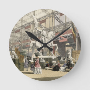 Statuen im Belgien-Abschnitt des großen Exhibi Runde Wanduhr
