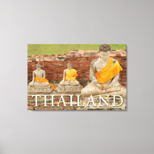Statuen sitzender Buddhas Ayutthaya, Thailand Leinwanddruck