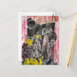 Statuen von Menschen Mixed-Media-Collage Postkarte