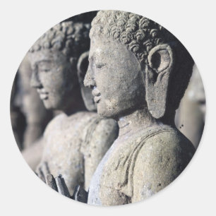 Statuen von Stone Buddha Runder Aufkleber