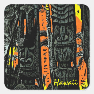 Statues de tiki hawaïennes autocollants personnali