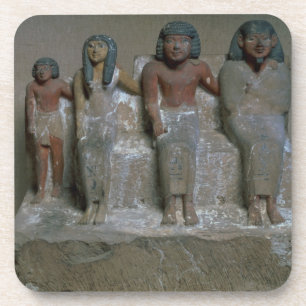 Statuette einer Familiengruppe (Pigment auf Getränkeuntersetzer