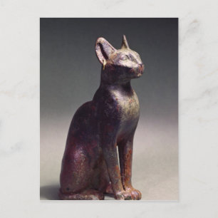 Statuette einer Katze mit goldenen Ohrringen Postkarte