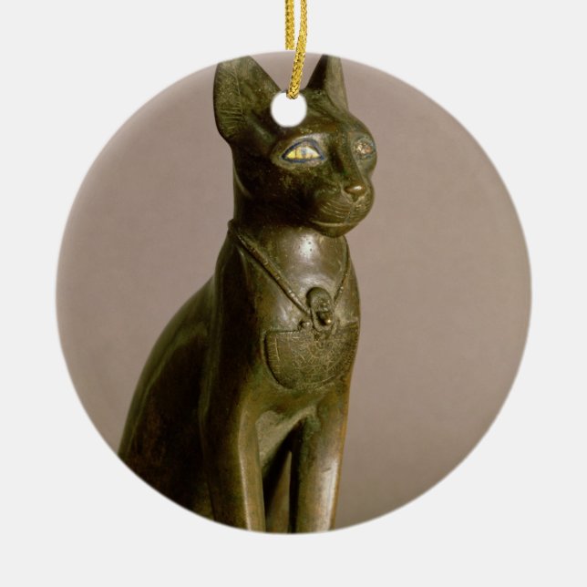 Statuette einer Katze, welche die Göttin Bastet Keramikornament (Vorne)