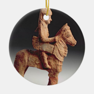Statuette eines bewaffneten Reiters, Byblos, 8.-. Keramik Ornament