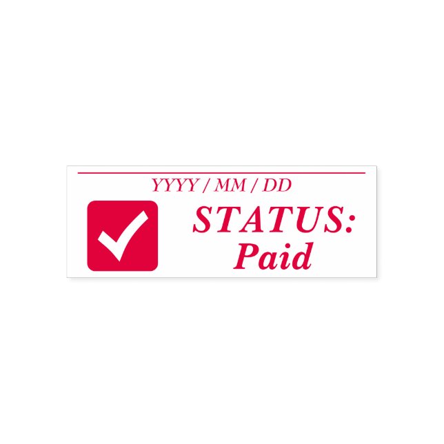 "STATUS: Bezahlt" + Karo-Markierungszeichen Rubber Permastempel (Design)
