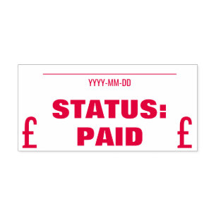 "STATUS: BEZAHLTE Kautschuk-Briefmarke Permastempel