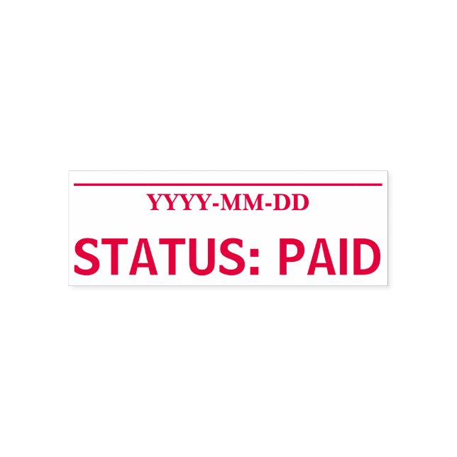 "STATUS: BEZAHLTE Kautschuk-Briefmarke Permastempel (Design)