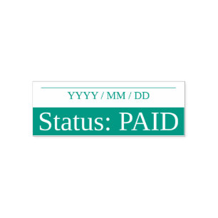 "Status: ZAHLTE" Briefmarke aus Kautschuk Permastempel