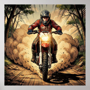 Staub & Entschlossenheit Vollgas Motocross Poster