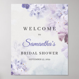 Staub-lila Frühlings-Blumen-Hochzeitsdusche Begrüß Poster