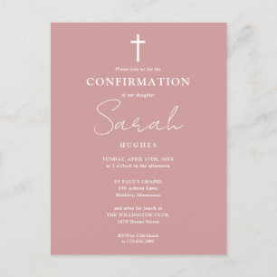 Staub-Rosa Minimalistische Einladung zur Konfirmat Postkarte