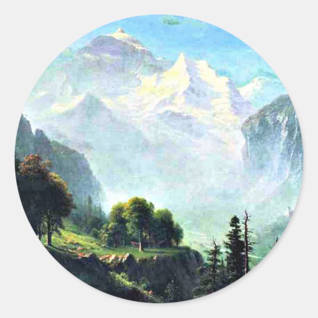 Staubbach Falls near Lauterbrunnen Schweiz Runder Aufkleber (Vorderseite)