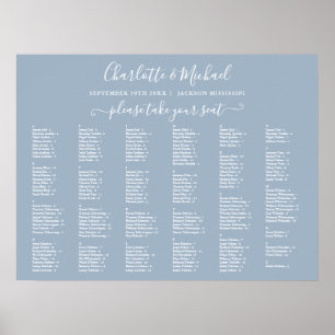 Staubblau 200 Namen Hochzeit Sitzplan Poster