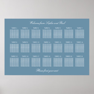 Staubblau 21 Tisch Hochzeit Sitzplan Poster