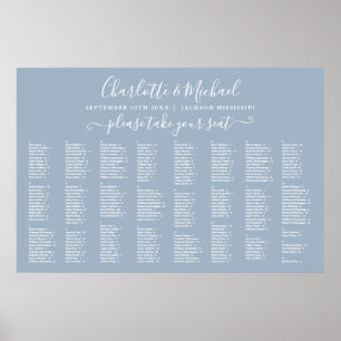 Staubblau 300 Namen Hochzeit Sitzordnung Chart Poster