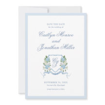 Staubblau Aquarell Blumen Hochzeit Termin vormerke