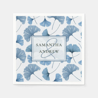 Staubblau Aquarell Botanische Hochzeit Serviette