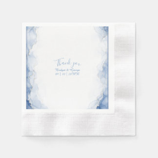 Staubblau Aquarell-Spritzer-Marmor-Hochzeit Serviette