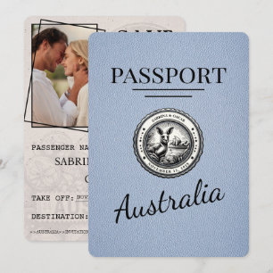 Staubblau Australien Reisepass Save The Date