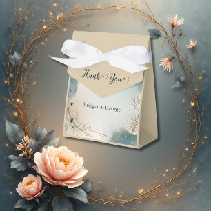 Staubblau Beige Boho Chic Blattkranz Hochzeit Geschenkschachtel