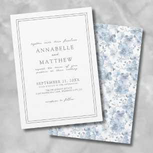 Staubblau Botanisch Klassisch Elegante Hochzeit Einladung