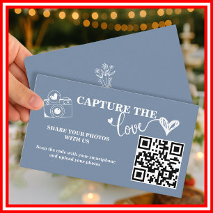 Staubblau Capture The Love QR-Code Hochzeit Begleitkarte