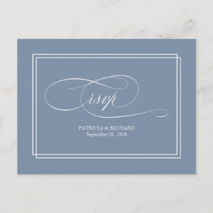 Staubblau einfache elegante Hochzeit-RSVP-Postkart Postkarte