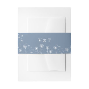 Staubblau Einfache Florale Hochzeit Einladungsbanderole