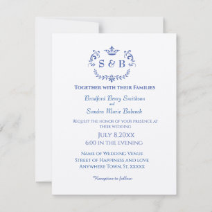 Staubblau Elegant Weiß Grau Floral Herz Hochzeit Save The Date