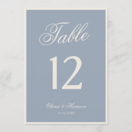 Staubblau Elegante Hochzeit Tischnummer