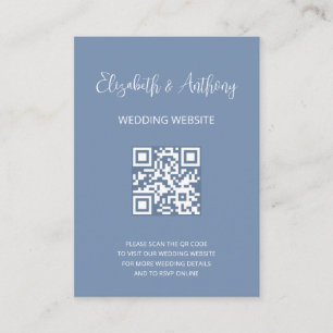 Staubblau Elegante Schrift QR-Code Hochzeits-RSV Begleitkarte