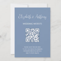 Staubblau Elegante Schrift | QR-Code Hochzeits-RSV