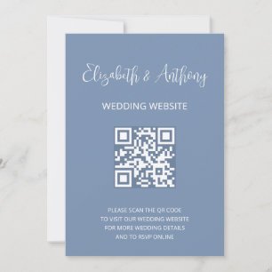 Staubblau Elegante Schrift   QR-Code Hochzeits-RSV Einladung