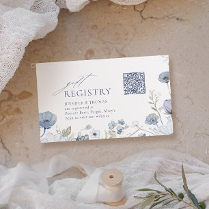 Staubblau Elegante Wildblumen-Hochzeitswunschliste Platzkarte