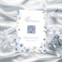 Staubblau elegante Wildblumen-QR-Code-Details