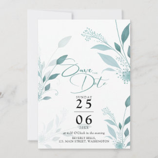 Staubblau Eukalyptus Teal Foto QR Code Hochzeit Save The Date