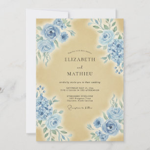 Staubblau exquisite Vintage-Hochzeit Einladung