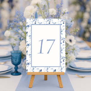 Staubblau Fine Art Florale Hochzeit Tischnummer