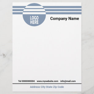 Staubblau geometrische Streifen mit Logo und QR-Co Briefbogen