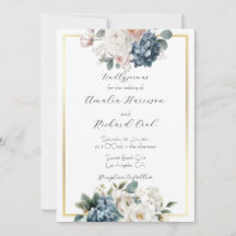 Staubblau Gold Blumen Hochzeit individuell anpassb