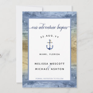 Staubblau Gold Marineschwarz Hochzeit Save The Date