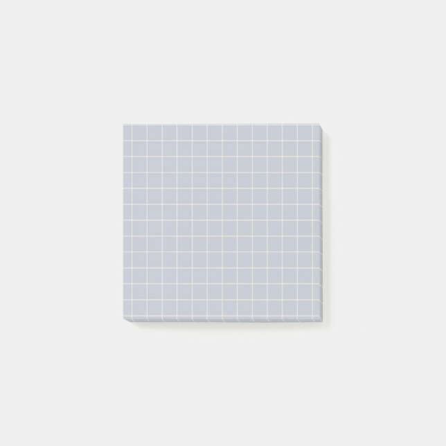Staubblau kariertes Muster, weiches Grid-Design  Post-it Klebezettel (Vorderseite)