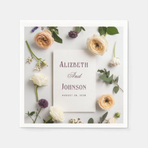 Staubblau & lila Land-Rosen Hochzeit Serviette