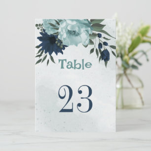 Staubblau & marineblaue Blumen Tischnummer