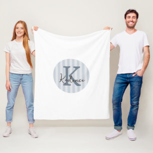 Staubblau Maßgeschmuster Kreis Monogramm Fleecedecke