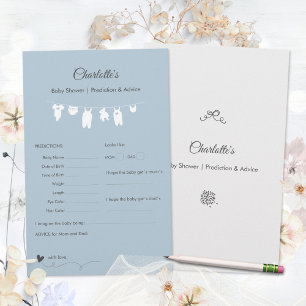 Staubblau minimalistisches Babyshower-Vorhersage-S