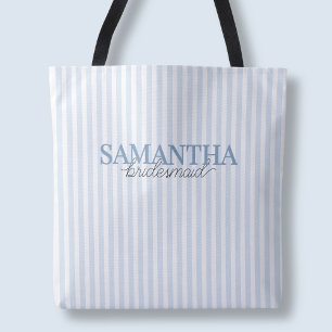 Staubblau moderne gestreifte Schrift Brautjungfer  Tasche