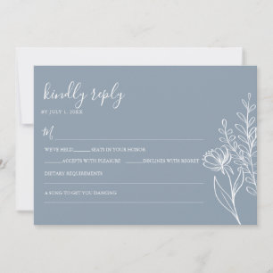 Staubblau Moderne Minimalistische Hochzeit Elegant Einladung