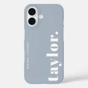 Staubblau Retro-Typografie Personalisiert iPhone 16 Hülle